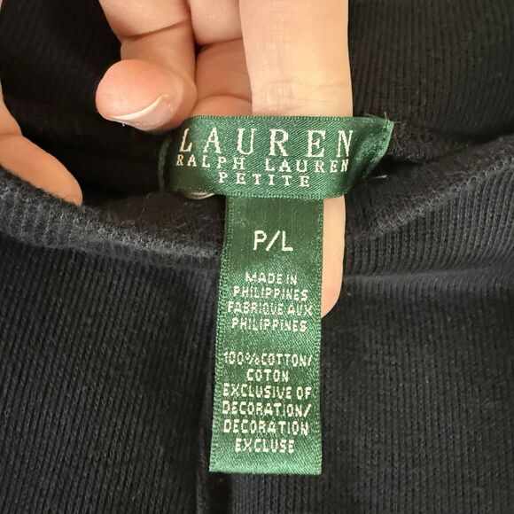 Lauren Ralph Lauren Sweatpants Women's Large Petite Black Pull On Snap Pockets - Picture 5 of 9